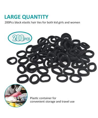 EAONE 200pcs Black Hair Ties for Girls and Kids - Small Soft Elastic Ponytail Holders for Women - No Damage Hair Accessories - 0.8 Inch Diameter - Pack of 200 (Black) - Buy Online on GoSupps.com