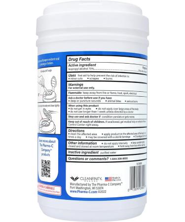 Pharma-C 70% Isopropyl Alcohol Wipes 175ct - Antiseptic Wound Cleaner - MADE IN USA - Buy Online on GoSupps.com