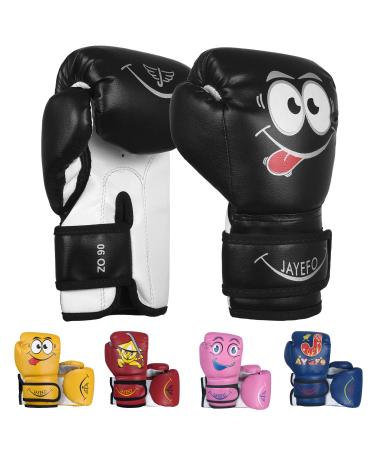 Jayefo Boxing Gloves for Kids & Children - Youth Boxing Gloves for Boxing, Kick Boxing, Muay Thai and MMA - Beginners Heavy Bag Gloves for Heavy Boxing Punching Bag - 4 and 6 Oz - Black BLACK 4 OZ
