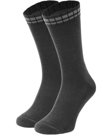 Mens Cotton Diabetic Cushioning Crew Socks Breathable Non-binding Seamless Toe Grey Dark Gray 2