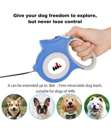 Makife Retractable Dog Leash 5m for Large & Medium Dogs | Includes Flashlight & 15 Dog Droppings Bags - Ideal for Easy Walks - Buy Online on GoSupps.com