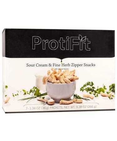 PROTIFIT - High Protein Diet Zipper Snacks, 15g Protein, Low Calorie, Low Sugar, Low Fat, Ideal Protein Compatible, 7 Servings Per Box (Sour Cream & Fine Herb)