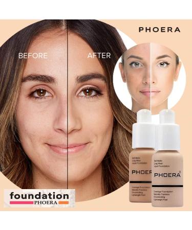 Phoera Cover Make Up Foundation Set - Matte Airbrush Foundation Makeup Primer Setting Powder & Spray for Flawless Finish | Shop Internationally - Buy Online on GoSupps.com