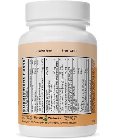 Natural Wellness Glucosamine Chondroitin with MSM and Turmeric Supplement Supports Joint Health Mobility and Cartilage Strength Glucosamine MSM Tablets for Flexibility 90 Count - Buy Online on GoSupps.com