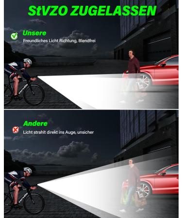 LED Bike Lighting Set - USB Rechargeable Waterproof Bicycle Lights for Kids & Adults - StVZO Approved Front & Rear Lamps - Buy Online on GoSupps.com