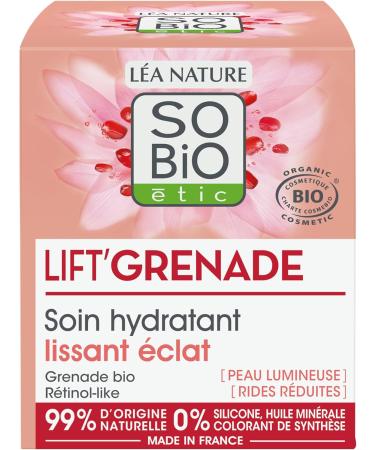 L A NATURE SO BiO tic | Smoothing moisturizing radiance care - Lift'Grenade | Wrinkle + Radiance Innovation | Reduced wrinkles | All skin types | 99% natural origin | Made in France | 50 ml - Buy Online on GoSupps.com