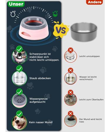 Shop Wasserne 750ml Dog Water Bowl - Splash-Proof Travel-Friendly Removable Pink Design for Dogs & Cats - Buy Online on GoSupps.com