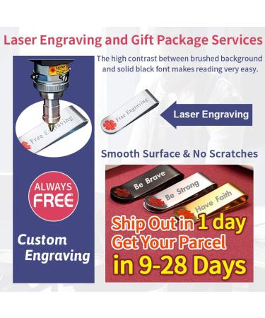 Custom Stainless Steel Medical Alert ID Money Clip | Health Emergency Wallet Clip | Perfect Jewelry Gift for Dad - Buy Online on GoSupps.com