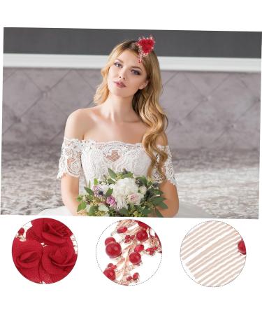 FRCOLOR Bridal Hair Accessories Floral Hairpin Flower Hair Clips Flower Clips for Hair Red Rose Flower Hair Clip Comb Flower Hair Comb Bridal Hairpiece Miss Chinese style Hair piece - Buy Online on GoSupps.com