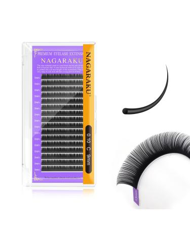 Nagaraku single eyelashes Individual eyelash extension permanent volume eyelashes eyelash extensions gently of course matt black single size (thick 0.10 c curl 9mm) 9mm 0.10 c