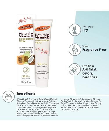 Palmer's Natural Vitamin E Cream Fragrance Free - 2.1 oz (60g) | Intensive Moisturizer - Buy Online on GoSupps.com