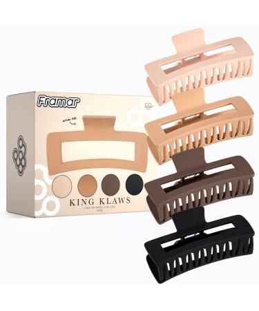 FRAMAR Large Claw Clips For Thick Hair  Hair Claws For Thick Hair, Long Hair Claw Clips Variety Pack, Large Hair Clips For Thick Hair, Cute Claw Clips For Long Hair, Large Claw Clip Neutral