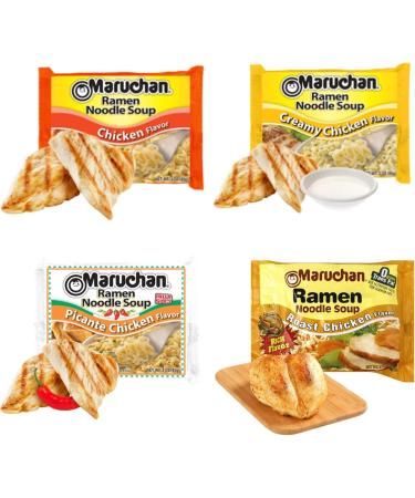 Ja Cor Instant Ramen Noodles Soup Variety Pack (5) Chicken (5) Creamy Chicken (5) Roast Chicken (5) Picante Chicken Flavor 3 oz Bundle with 1-Set Reusable Stainless Steel Chopsticks(Pack of 20) - Buy Online on GoSupps.com