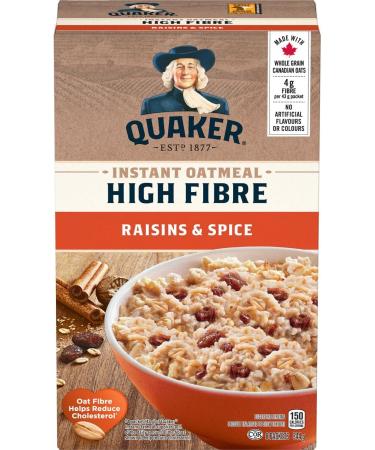 Quaker High Fibre Raisins & Spice Instant Oatmeal 8 Packets 344g High Fibre Raisins & Spice 344 g (Pack of 1) - Buy Online on GoSupps.com