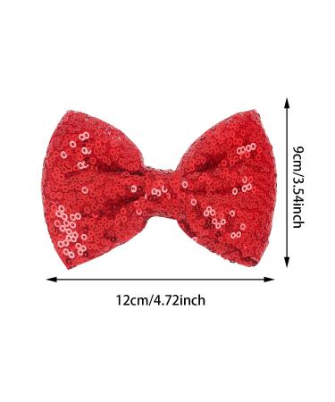 12 Pieces Red Sequin Cheer Hair Bows - Large 4.7 Inch Alligator Clips Hair Accessories for Girls, Toddlers, Cheerleaders, Teens, College Sports - Buy Online on GoSupps.com