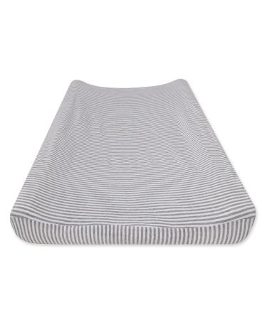Burt's Bees Baby Changing Pad Cover, 100% Organic Cotton Changing Pad Liner for Standard 16" x 32" Baby Changing Mats Jersey Knit Heather Grey Stripe