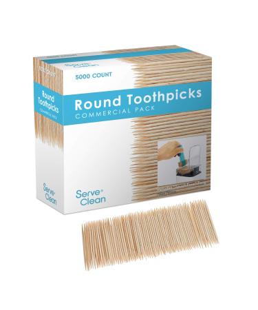 Serve Clean No Touch Wooden Toothpicks, 5000 Count, for Kitchen, Business, Appetizers, Crafts and Teeth Check