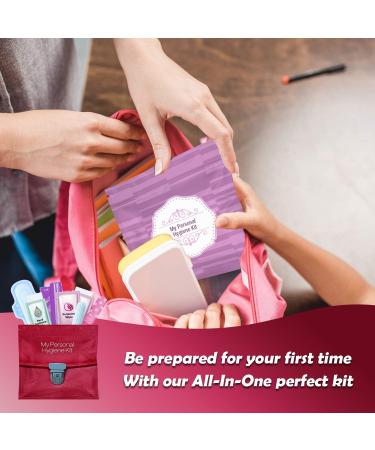 Menstrual Kit All-in-One Convenient Single Period Pack for Traveling Teens | Individually Wrapped Feminine Hygiene Products (Pink) - Buy Online on GoSupps.com