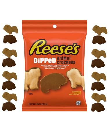 REESE'S Dipped Animal Crackers 4.25oz - Milk Chocolate and Peanut Butter Candy Dipped Animal Crackers 120g