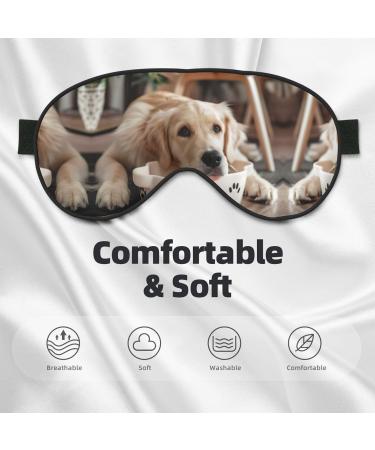 Cute Dog Bone Bowl Woof Paw Print Unisex Sleeping Eye Mask Soft Comfortable Light-Blocking Eye Mask - Buy Online on GoSupps.com