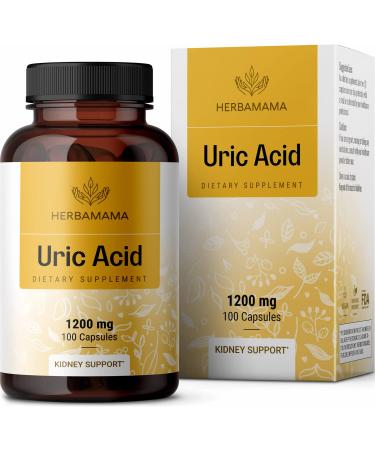 Uric Acid Support Capsules - Organic Herbal Food Supplement with Tart Cherry  Celery  Turmeric & Chanca Piedra - Body Cleanse & Joint Function Support - Vegan  Non-GMO - 1200mg  100 Capsules