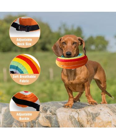 Inflatable Dog Cone Collar - Soft Recovery Cone for Dogs & Cats - Rainbow Donut Design - Small Size - Buy Online on GoSupps.com