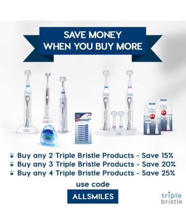 Triple Bristle Kids Sonic Toothbrush Replacement Heads - Patented 3 Brush Design - Angled Bristles - Safe on Braces - 2 Pack - Buy Online on GoSupps.com