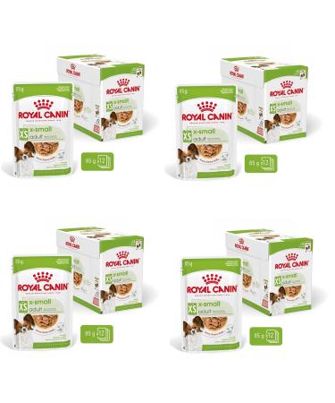 ROYAL CANIN X-Small Adult | Pack of 4 | 4 x 12 x 85 g | Wet Food for Adult and Very Small Dogs | From 10 Months | with Chunks in Sauce | in Sachet