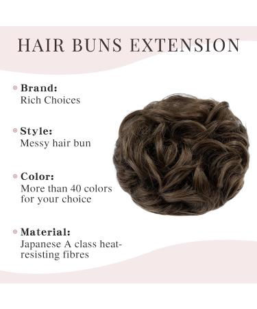 Dark Ash Brown Messy Bun Hair Piece for Women - 55g Fake Hair Scrunchies - Buy Online on GoSupps.com