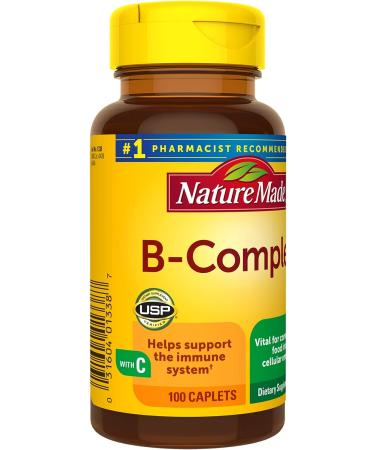 Nature Made B Complex with Vitamin C 100 Caplets - Immune System Support | 100 Day Supply - Buy Online on GoSupps.com