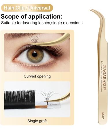 Nagaraku Eyelash Sink - Professional Precision Tweezers for Eyelash Extensions | Stainless Steel M-01 & M-02 | Curved & Straight | Volume Eyelash Tools - Buy Online on GoSupps.com
