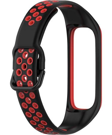 Two-Toned Silicone Wristband for Samsung Galaxy Fit 2 | Red Breathable Bracelet Strap for SM-R220 Fitness Smartwatch - Buy Online on GoSupps.com