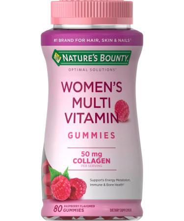 Nature's Bounty Women's Multivitamin Optimal Solutions Multivitamin Gummies for Immune Support Cellular Energy Support Bone Health Raspberry Flavor 80 Gummies 80 Count (Pack of 1)