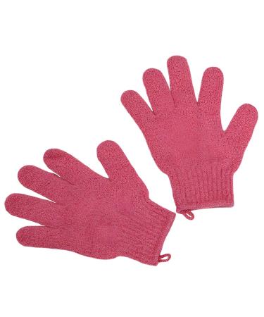 2Pcs Exfoliating Gloves - Bamboo Shower Gloves - Bath and Body Exfoliator Mitts - Scrubs Away Ingrown Hair and Dead Skin - for Shower Spa Massage and Dead Skin Cell Remover Loofah - Red 1 pair red
