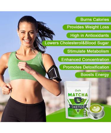 Keto Matcha Slim Tea Powder with MCT Oil - Vegan Weight Loss & Energy Boost - 3.2 oz - Buy Online on GoSupps.com
