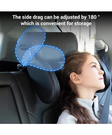 Adjustable Neck Support Pillow for Kids - Leather Car Headrest with Telescopic Rod & Sliding Clips - Buy Online on GoSupps.com