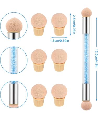 Nail Art Gradient Sponge Brush with 8 Washable Replacement Heads - Ombre Nails Tool for UV Gel & False Nails (Blue) - Buy Online on GoSupps.com