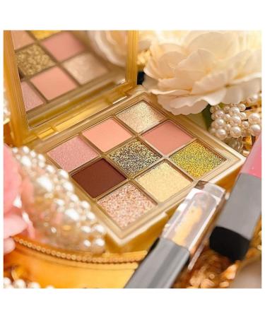 9 Colors Beauty Palette Shimmer Gold Eyeshadow Palette Waterproof Long Lasting Eye Shadow Matte Shimmer Glitter Yellow Makeup Shiny Yellow Eyeshadow Palette