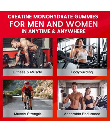 Buy Creatine Monohydrate Gummies - 5000mg Pre-Workout Energy & Strength Boost - Organic Vegan - 60 Count - Buy Online on GoSupps.com