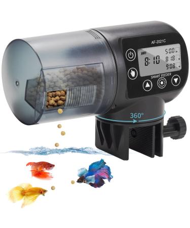 Automatic Fish Feeder for Aquarium - Easy Programmable Fish Feeder Automatic Dispenser for Turtle Fish Tank Timer Fish Food Vacation Feeder for Weekend, 200ml/6.7oz, Moisture-Proof