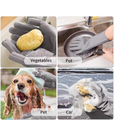 iwobi Magic Dishwashing Gloves Reusable Silicone Gloves Heat Resistant Scrubbing Gloves for Dishes Fruits Pet Hair Care - Buy Online on GoSupps.com
