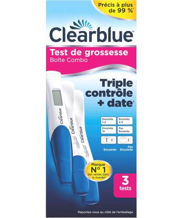 Clearblue Pregnancy Test Triple Check & Date Combo Pack 3 Tests (1 Digital 2 Visual) 3 count (Pack of 1) - Buy Online on GoSupps.com