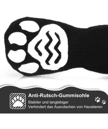 Petloft Anti-Slip Dog Socks - 4 Pack Indoor Slide-Resistant Socks for Small & Medium Dogs Cats & Puppies | Adjustable & Removable Fastening Tape (Black Paw) - Buy Online on GoSupps.com