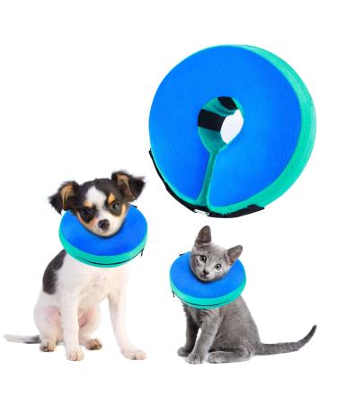 FWLWTWSS inflatable breaker crause dog & sore crane cat protective collar dog with adjustable Velcro fastener dog collar leak protection for recovery after operations or wounds for dogs (blue s) blue neck: 12.7cm- 20.3cm s - Buy Online on GoSupps.com