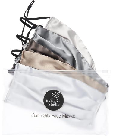 HABAC STUDIO Pack of 5 Satin Silk Face Masks Reusable Cover Bandana Balaclavas Face Masks Washable UK Black Face Mask with Nose Wire Pleated Face Mask for Women Men Adjustable. Greys - Buy Online on GoSupps.com