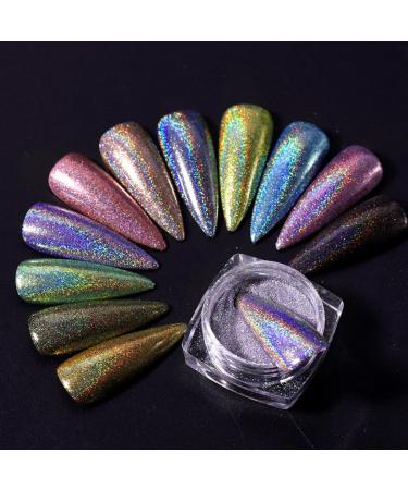 Gzmayuen Holographic Chrome Nail Powder Set - 12 Colors Laser Glitter for Stunning Nail Art | International Shipping Available - Buy Online on GoSupps.com