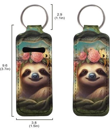 Suobstales Cute Sloth Print Chapstick Holder Keychain Neoprene Lip Balm Holder Lipstick Sleeve Pouch Lip Balm Portable Pocket Lip Gloss Tube Holder Travel Accessories - Buy Online on GoSupps.com