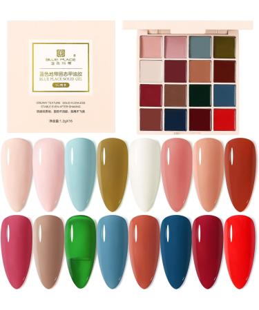 Gel Nail Polish Set - 16 Colors Summer Green Blue Pink Solid Gel Polish UV LED Cured Gel Polish Kit Salon DIY Home - (Color: 5) - Buy Online on GoSupps.com