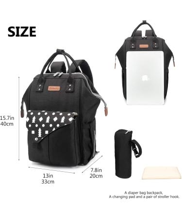 Approach Waterproof Multifunctional Mom Backpack - Large Capacity Diaper Bag with USB Stroller Belts & Diaper Pad - Black LD29 - Buy Online on GoSupps.com