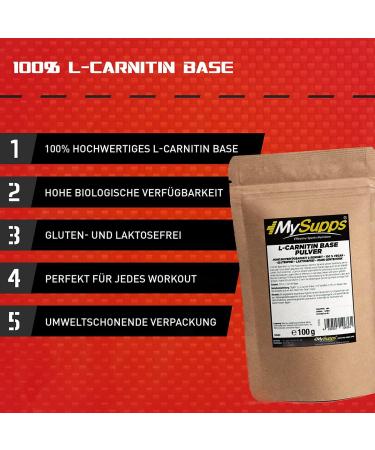 Mysupps L-Carnitine Base Powder Ultra Carnitin Diet Support for Strength & Endurance Athletes Eco-Friendly Packaging Made in Germany (100g) - Buy Online on GoSupps.com